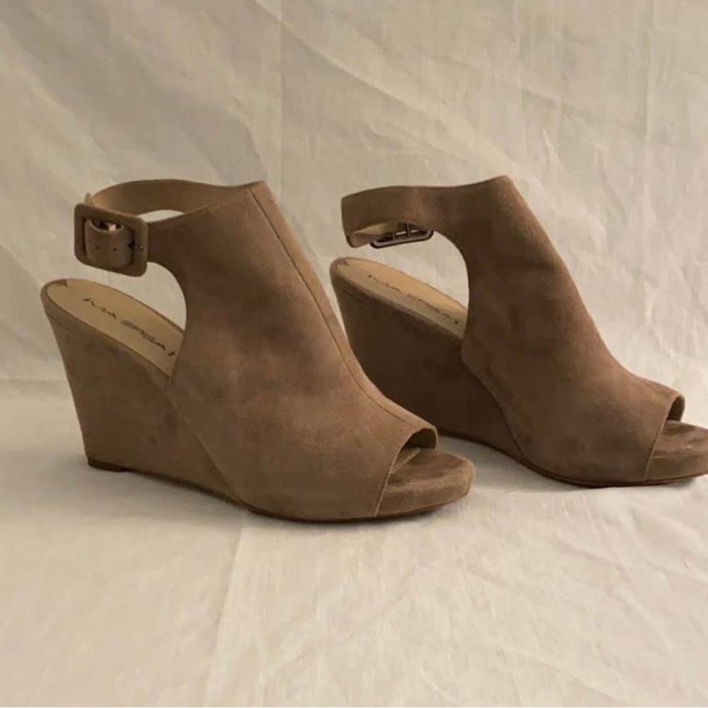 Suede Wedge Slingback Sandals Made in Italy
